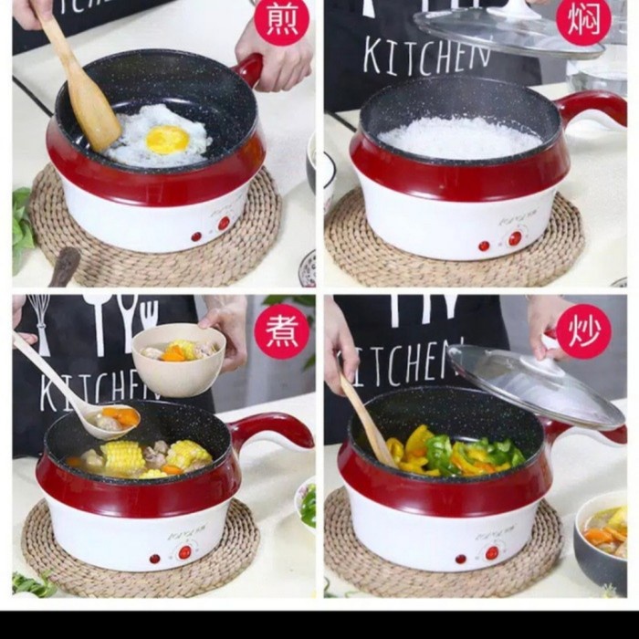 panci listrik Panci wajan elektrik kukusan listrik multifungsi(C2B7) Panci Listrik tutup kaca Panci 