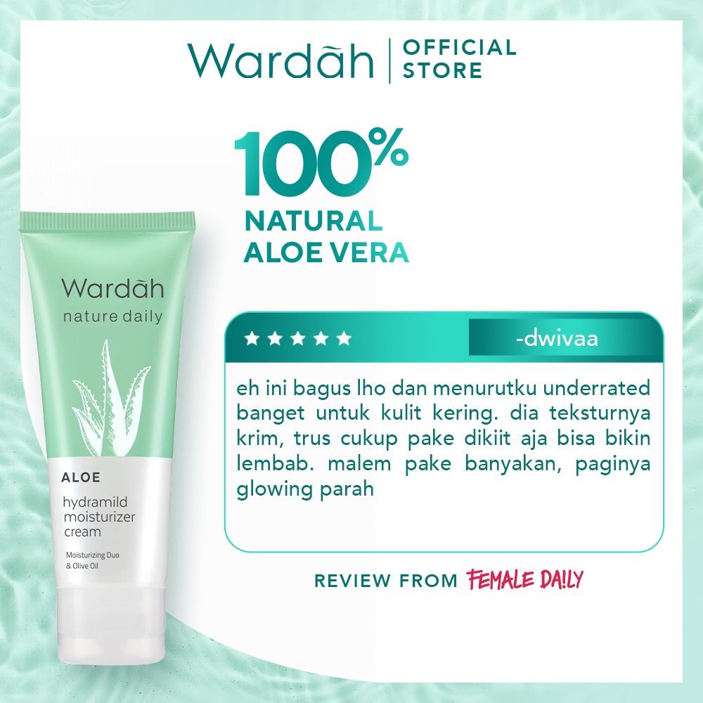 Wardah Nature Daily Aloe Hydramild Moisturizer Cream 40ml