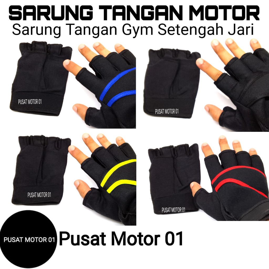 Sarung Tangan Motor Pria Wanita Pelindung Tangan Sarung Tangan Gym Setengah Jari Half Finger Perleng