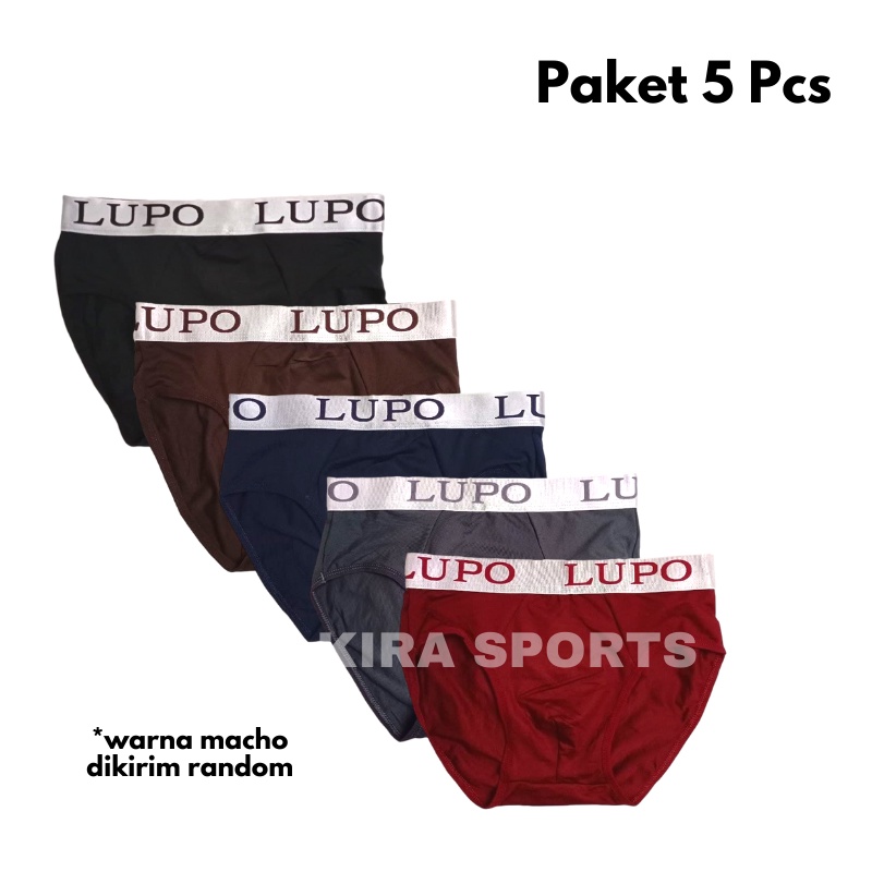 5pcs CD Brief Celana Dalam Boxer Pria Lupo Kualitas Export Big Size BXKS003