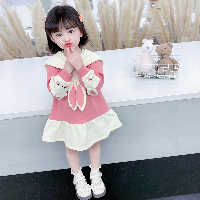 Plazababyku PASSWORD DRESS BUNNY SYAL Dress Sweater 1 - 7 Tahun Baju Anak BerKualitas