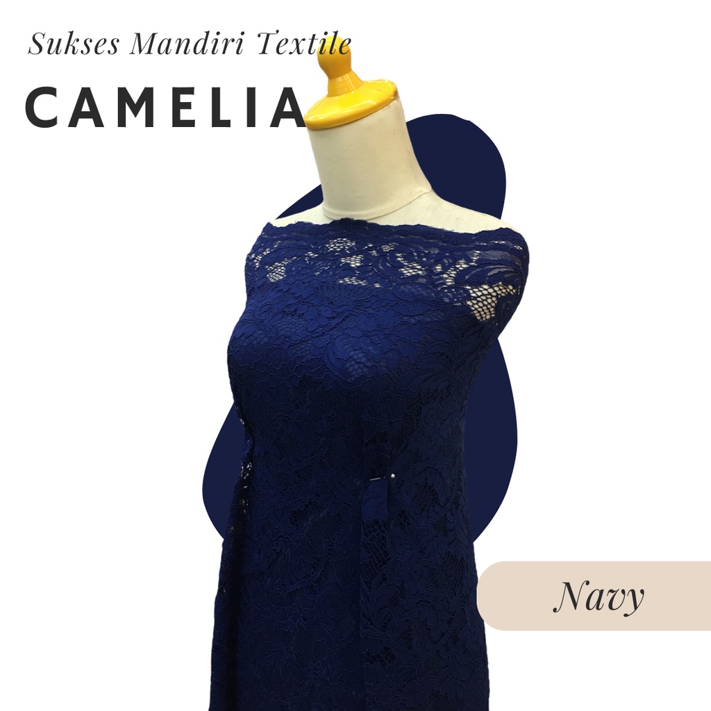 [CAMELIA] Brukat Lembut Warna Navy Biru Tua | Harga ½ meter = 50 cm (Bahan Dress Bridesmaid, Kondang