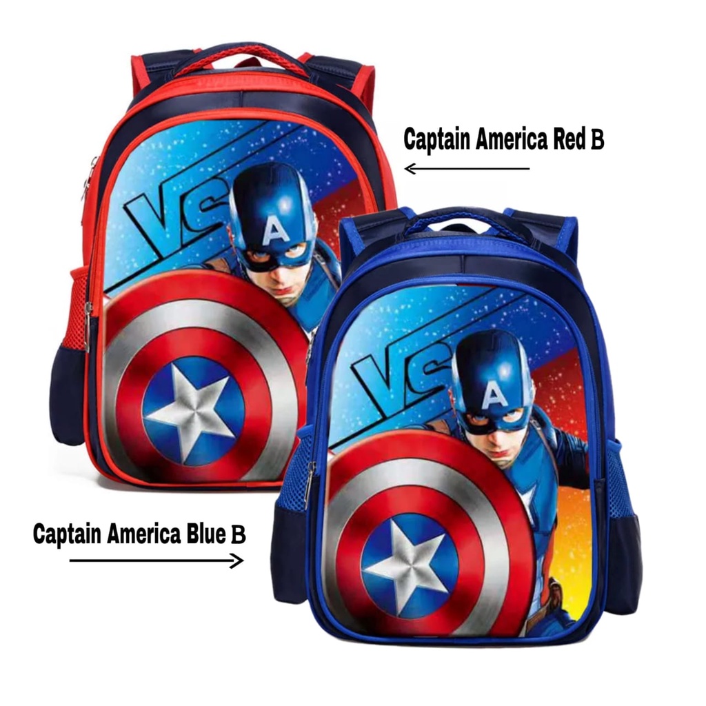 Hot Sale 2023 Tas Sekolah TK-SD anak Laki-Laki Tas Ransel Marvel Avengers Superhero Captain America Tas Sekolah Printing