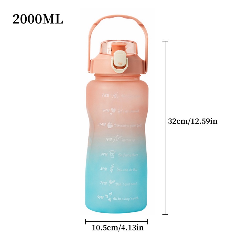 【Free stiker 2D&amp;3D】2 Liter Botol Minum/Motivasi Botol/Botol Minum Viral 2 Liter/Botol Gemoy Jumbo 2 Liter/Botol Minum Gemoy 2 Liter
