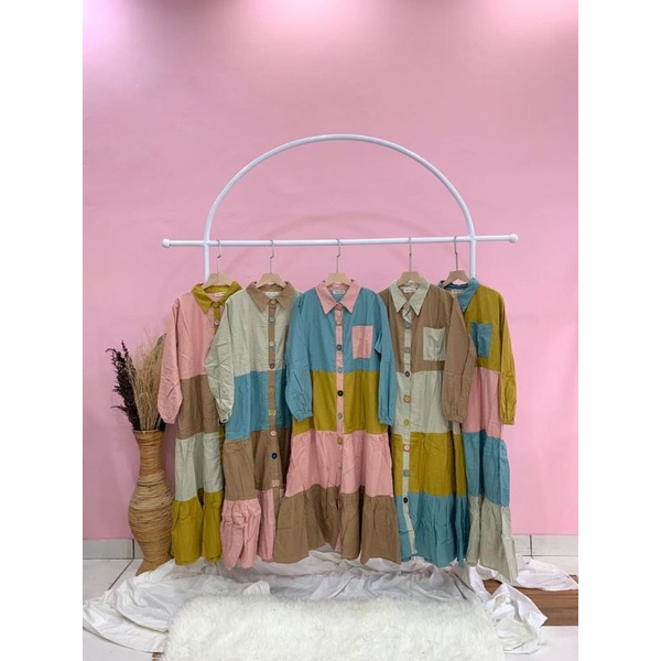 Gamis Warna Warni Midi Rainbow/ Gamis Pelangi/ Gamis Dewasa Berbagai Macam Warna