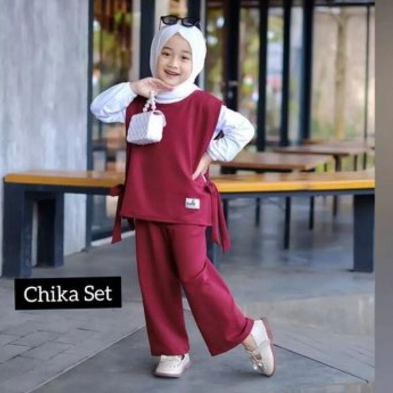CVE.22Ja23ᴺ • TREND Chika Set Kids M L Setelan Anak 3in1 Iner Rompi Vest Celana Umur 6 7 8 9 10 11 1