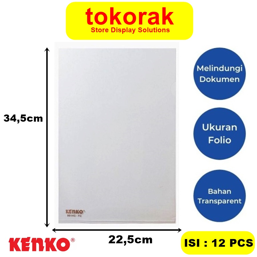 KENKO MAP L BENING CLEAR SLEEVES FOLIO 801 HG SLEEVE 801HG FILE HOLDER ISI 12PCS