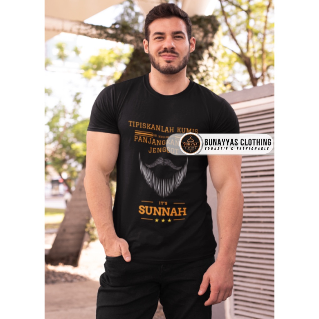 Kaos Dakwah Pria Size S M L XL XXL Tipiskanlah Kumis Panjangkanlah Jenggot | T-Shirt Dakwah Islam Ba