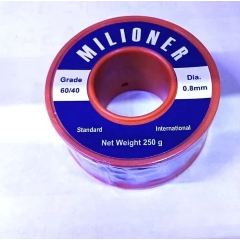 Timah Solder 0,8mm 250grm 50M Merek Milioner Grade 60 / 40