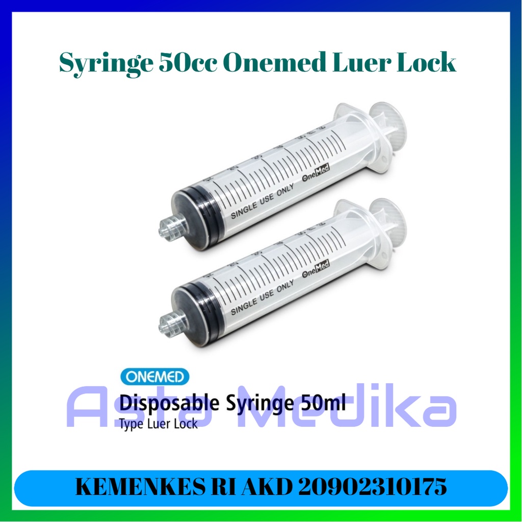 OneMed Spuit 50cc Lubang Samping Syringe 50cc Lubang Tengah Spuit 50ml Luer Lock Syringe 50ml Eccentric Tip - Disposable Syringe Without Needle 50cc Onemed