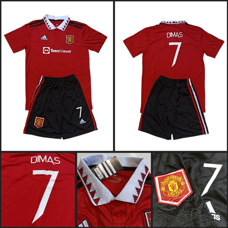 Jersey Kids MU Home Reject sudah terpasang nameset