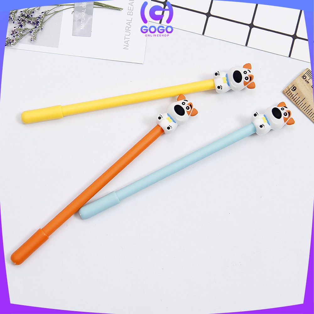 GOGO-A47 Pulpen Gel Karakter Puppy Lucu 0.5mm Motif Polos Korean Style / Alat Tulis Pena Cair Doggie Perlengkapan Sekolah Kantor Ballpoint Import