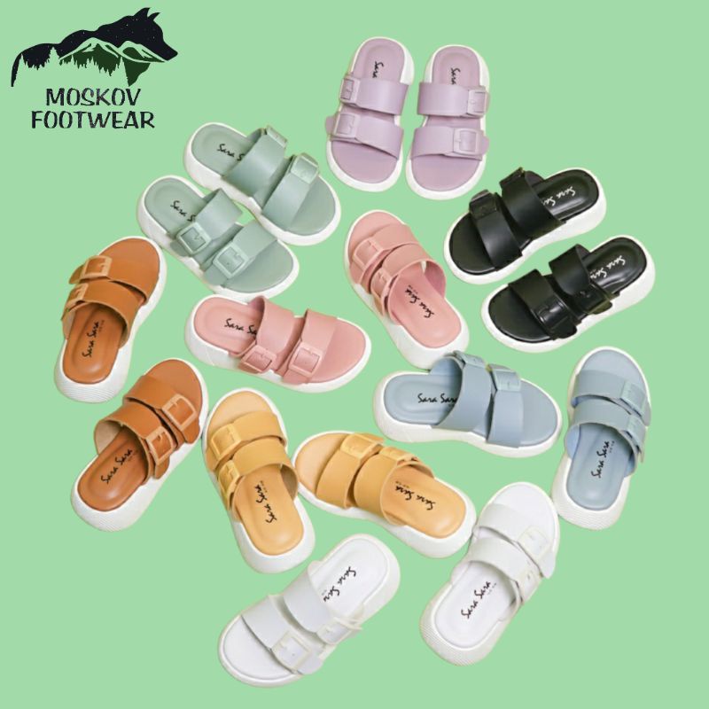 Sandal Wanita Terbaru Tinggi - Sandal Wanita Kekinian -Sara JEAN Sandal wanita casual sandal slop kekinian