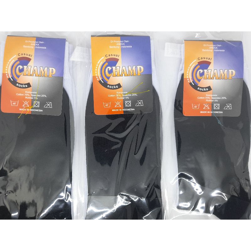 Champ School Socks - kaos kaki sekolah Tapak Hitam - Panjang Sebetis - Anti Bacteria