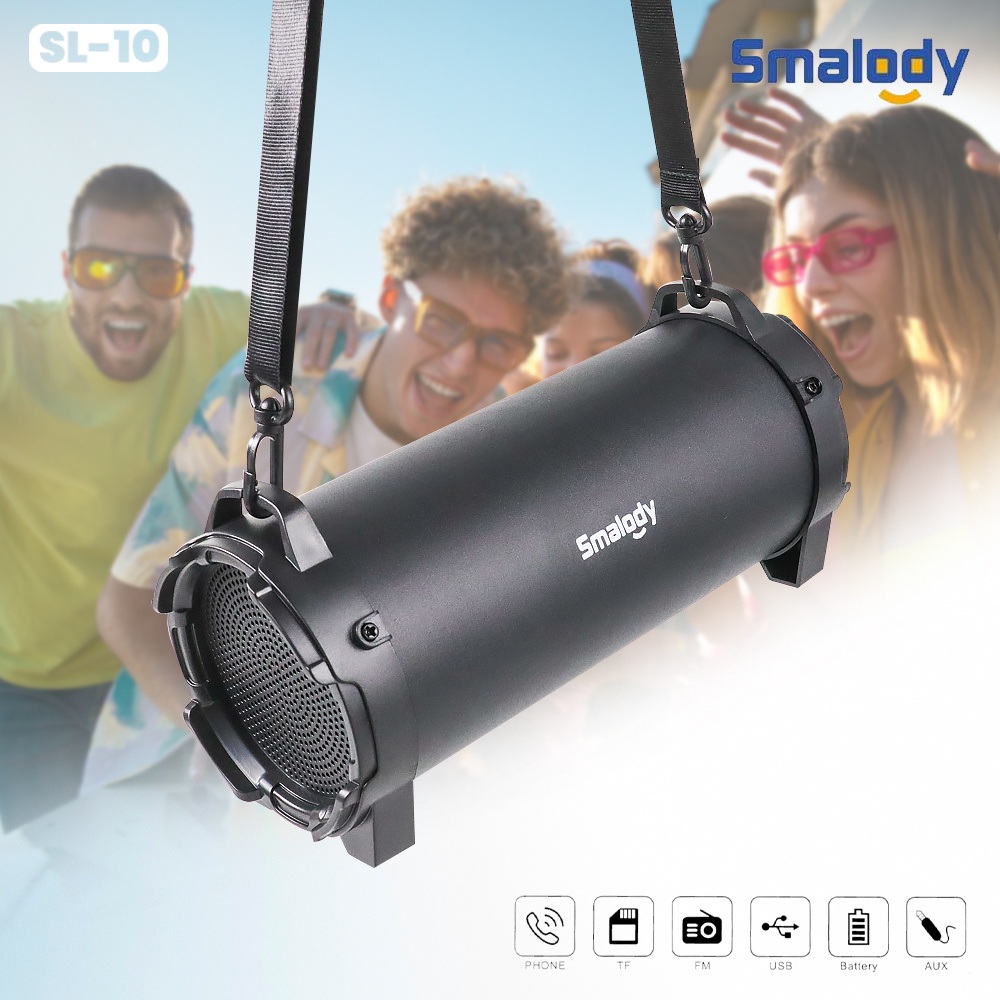 Smalody Outdoor Portable Bluetooth Speaker Boombox with Strap - SL-10 - Black