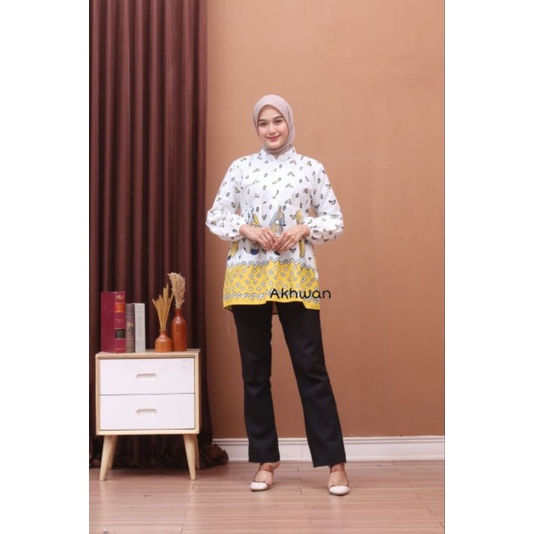 Atasan batik wanita kantor bluse kembang seno