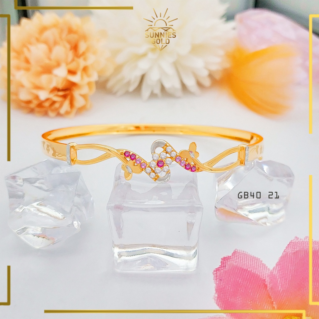 GELANG EMAS WANITA EMAS ASLI KADAR 375 & EMAS KADAR 300 GELANG DEWASA MODEL MEWAH KUNCIAN - GB 40-21
