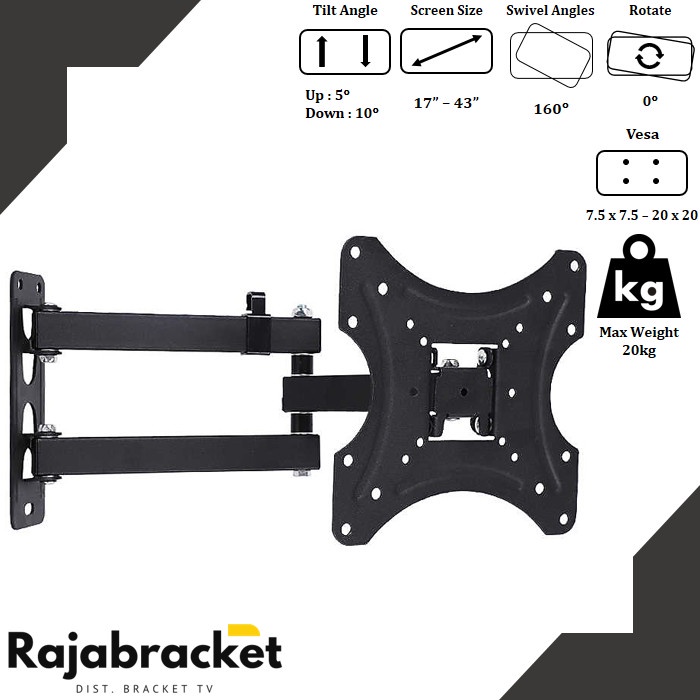 Bracket Bracket Tv Led 24 - 42 Inch, Bracket Tv Swivel Fleksibel 24 32 40 42"