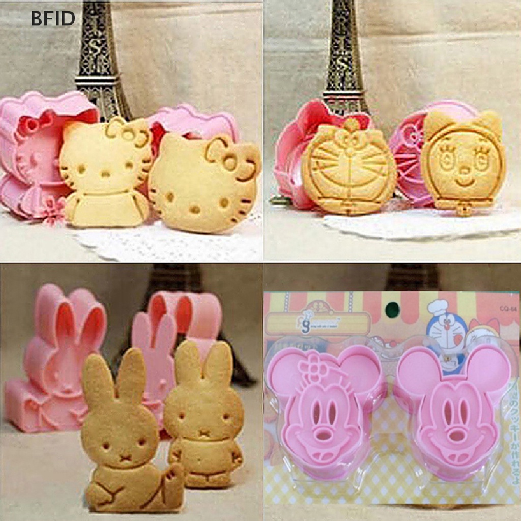 [BFID] 1pasang Pemotong Kue Kering Plastik Lucu Kartun Pressable Biscuit Mold Cetakan Kue [ID]