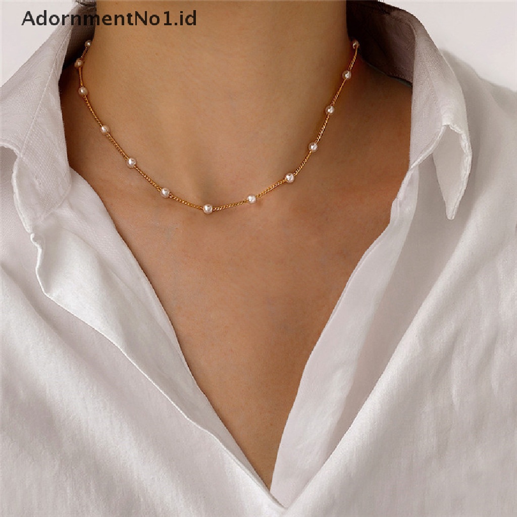 [AdornmentNo1] Fashion Mutiara Liontin Choker Kalung Wanita Pesta Pernikahan Klavikula Rantai Aksesoris Hadiah Untuk Perhiasan Tahun Baru [ID]