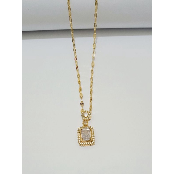 TAC02. Kalung permata Titanium dewasa lapis emas dgn mata zircon