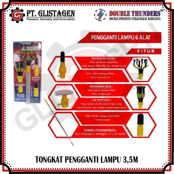 Tongkat Stick Pengganti Lampu Bohlam Led 3,5Mtr TL-351 Double Thunders HIGH QUALITY