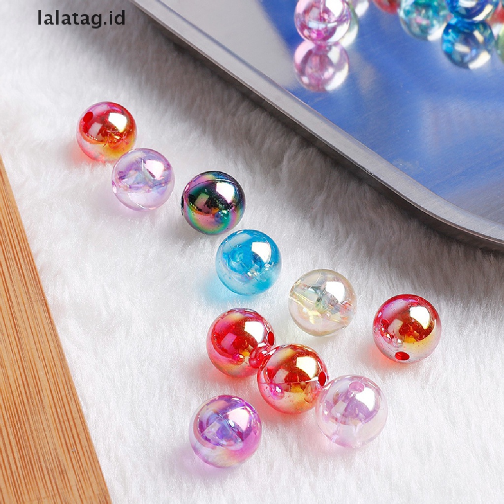 [lalatag] 50pcs 8mm AB Warna Bening Warna-Warni Longgar Bulat Transparan Spacer Manik DIY Bahan Gelang [ID]