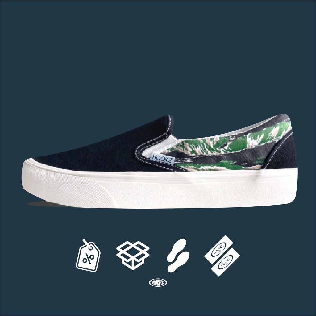 HOOKZ.INC - SEPATU SLIP ON TIGER CAMO GREEN | SOUTH | TIGER CAMO GREEN | SEPATU PRIA WANITA | ORIGINAL 100%