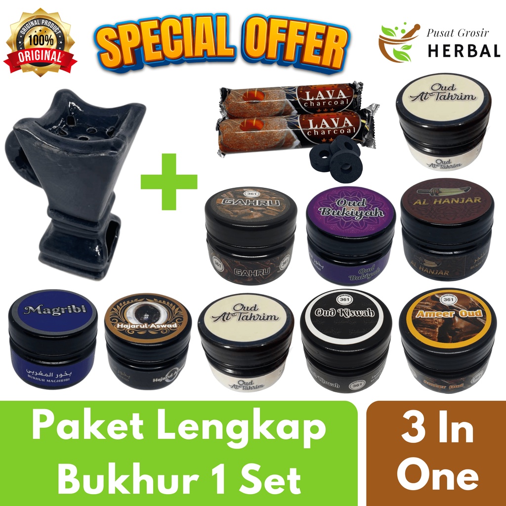 Jual Paket In Buhur Bukhur Dupa Bakhoor Arab Wewangian Paket Lengkap Komplit Beragam Varian