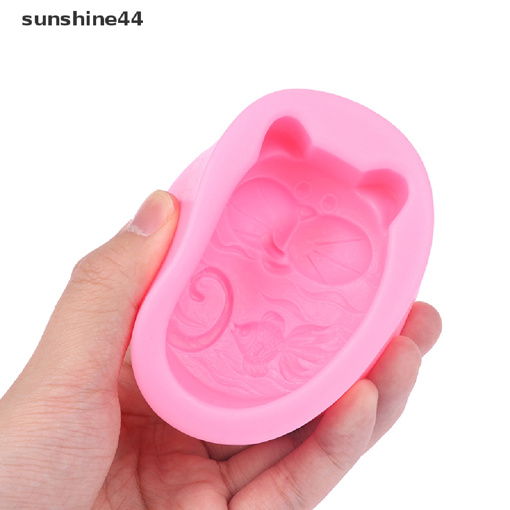 Sunshine Cetakan Silikon Anti Lengket 3D Silicone Soap mold DIY New Cat Fish Craft Art.