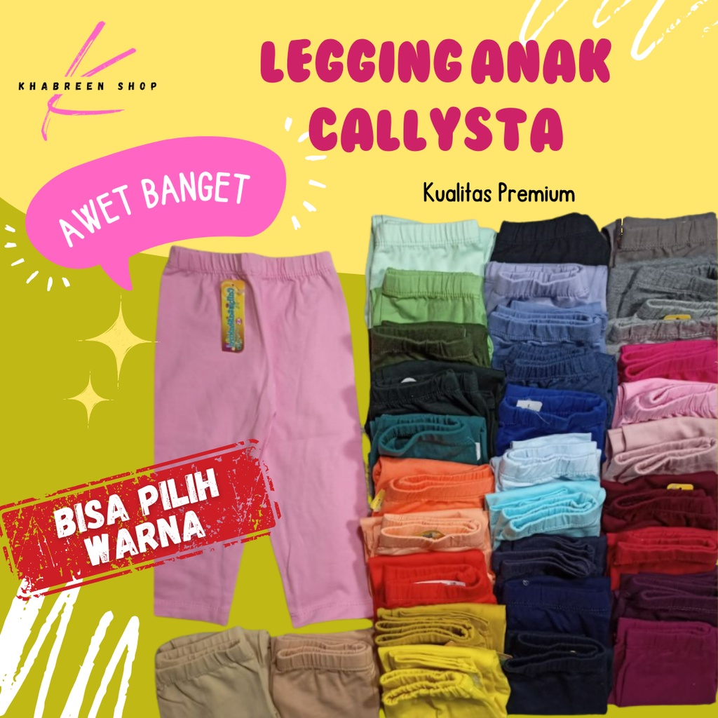 Legging Anak Callysta POLOS - Premium Ukuran XL XXL XXXL 6 7 8 9 10 11 12 Tahun Kaos Spandex Premium