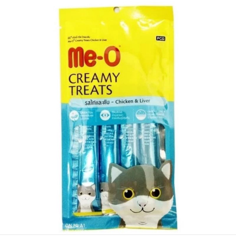 MEO CREAMY TREATS CHICKEN AND LIVER 60GR (4X15GR) SNACK KUCING
