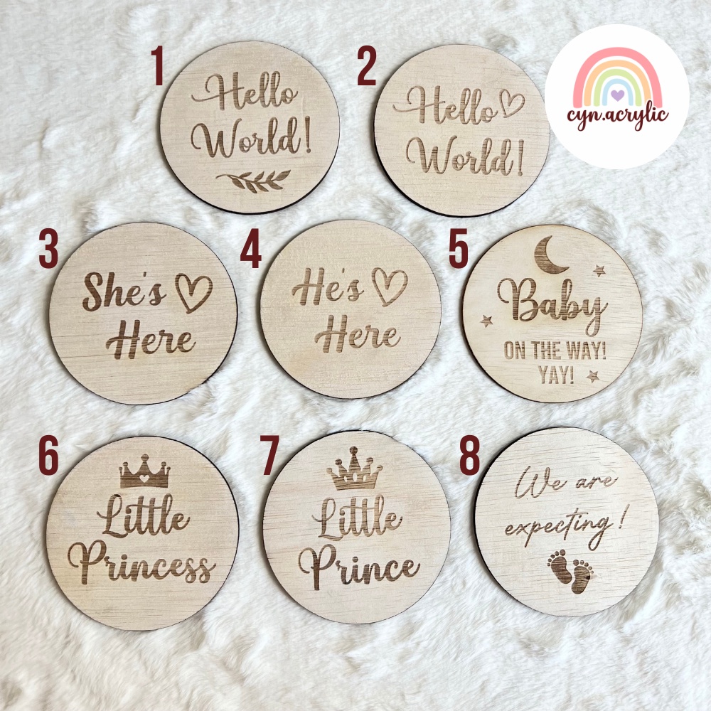 (READY STOCK) HELLO WORLD PLYWOOD PREMIUM PROPERTI FOTO BAYI NEWBORN BAGUS MEWAH LUCU