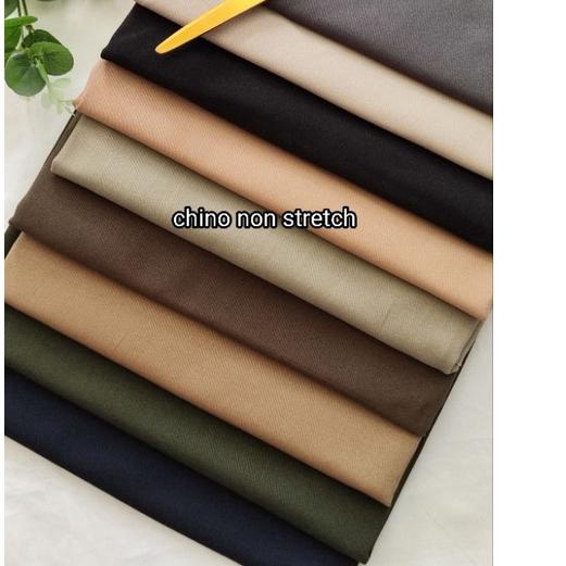 Ready Stock kain chino twill non stretch premium bahan celana chino meteran wholesale full katun hap