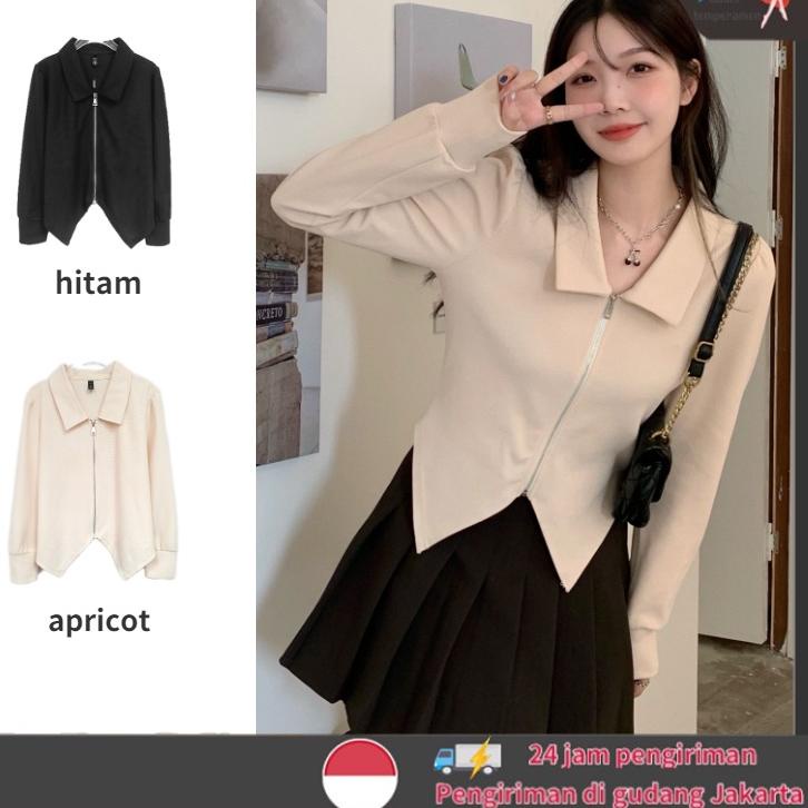 Star Seller.. Outer Crop Korea Style Resleting Cardan Wanita Lengan Panjang