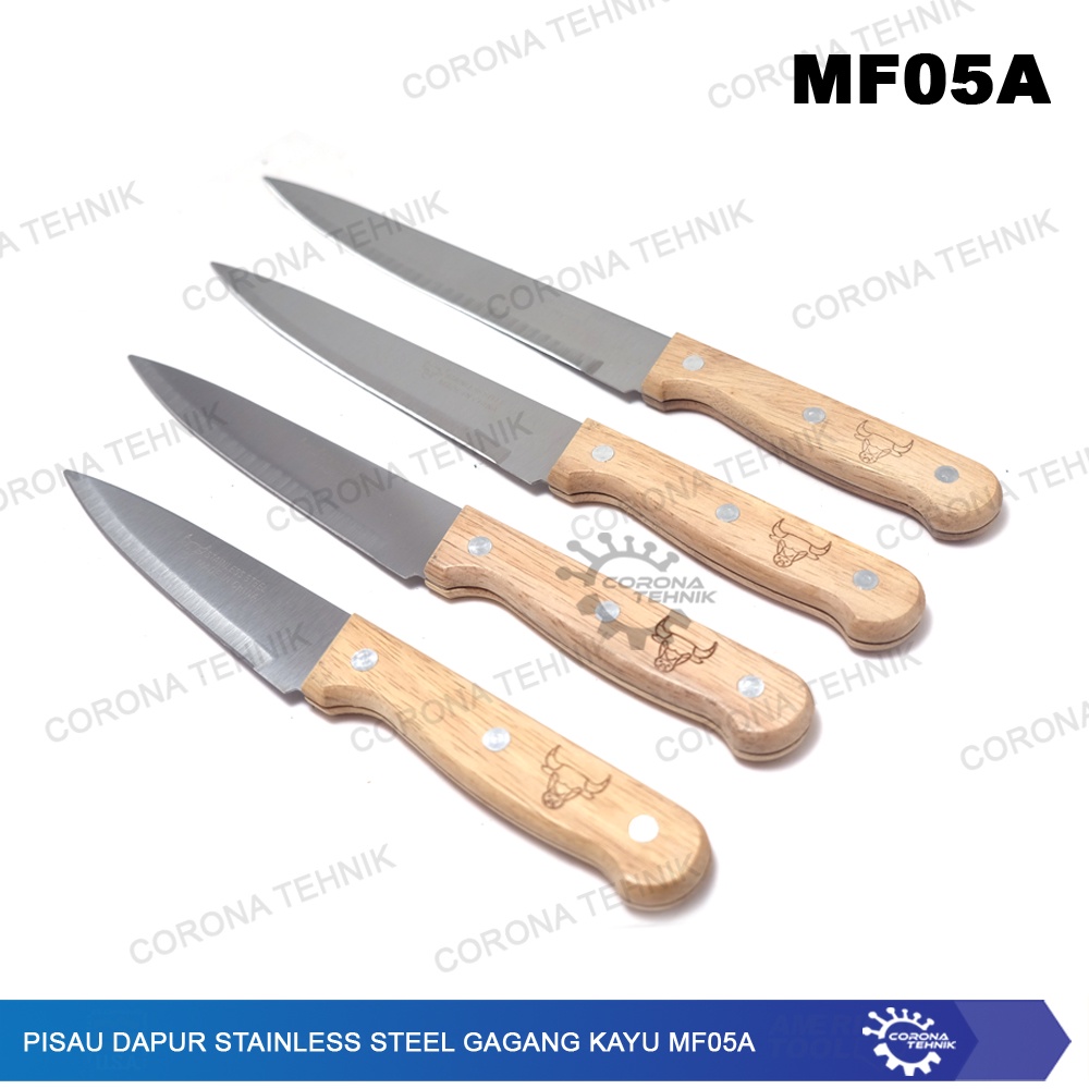 Gagang Kayu MF05A Pisau Dapur Stainless Steel