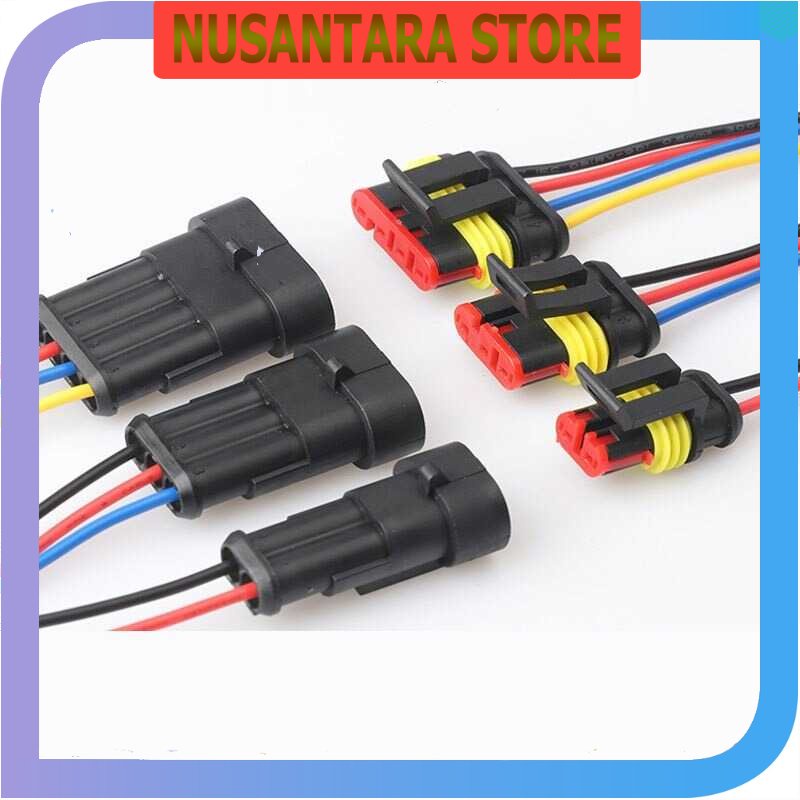 NUSANTARA STORE - ELECAPITAL 3 Pin Super Seal Waterproof Wire Connector Plug 5 PCS - H183