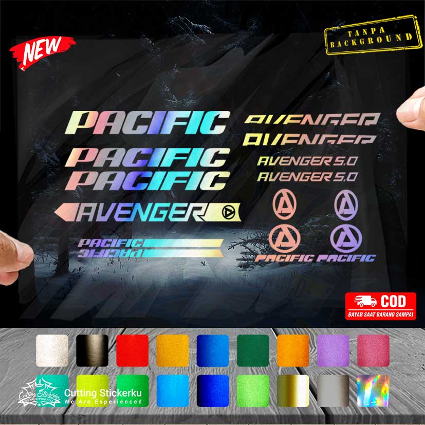 Cutting Stiker Pacific Avenger 5.0 Variasi Sepeda Sticker Frame Aksesoris Body Style Lipat Keren Bodi Samping Striping Bike Road Anak Fixie Mtb Balap Veriasi Setiker Timbul Huruf Tulisan Universal Murah Nyala Tahan Air Bodi Hologram Batang Gunung