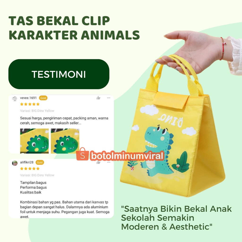 Tas Bekal Anak Karakter Lapisan Foil Lunch Box Cooler Bag Clip