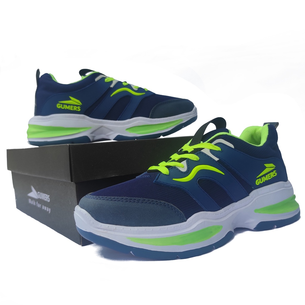 SNEAKERS GUMERS NAVY GREEN SPORT. SEPATU WANITA DAN PRIA, SEPATU COUPLE, SEPARTU TERBARU, SEPATU TERLARIS, SEPATU SANTAI, SEPATU LARI, SEPATU SENAM, SEPATU OLAHRAGA, SEPATU BADMINTON, SEPATU GYM