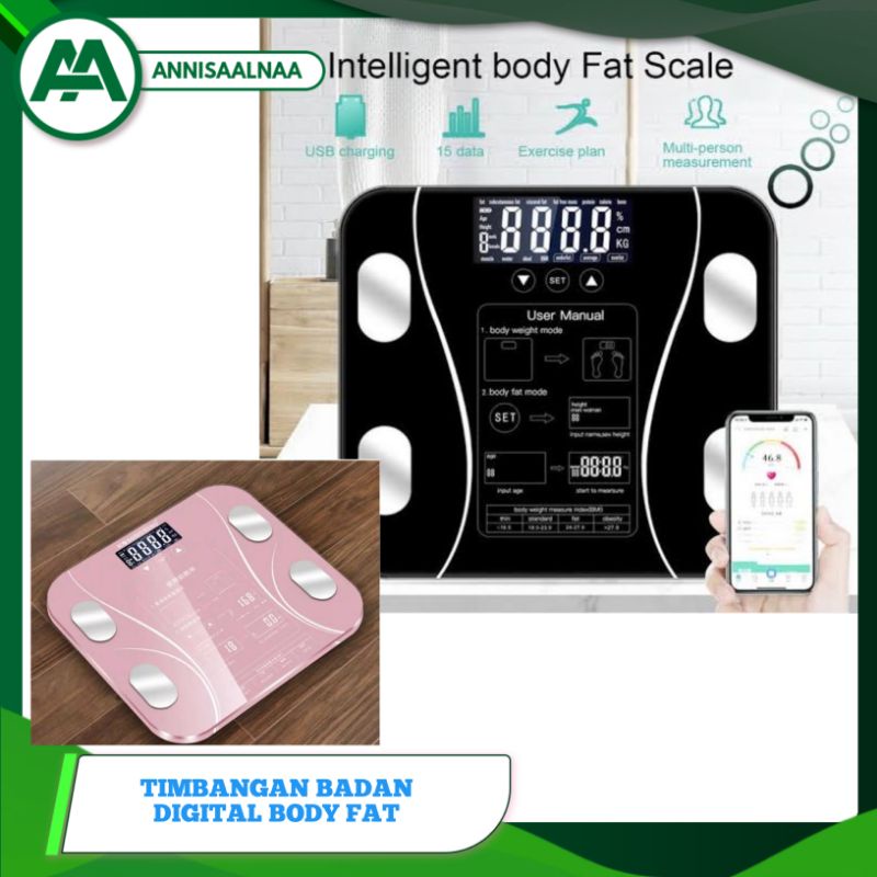 Smart Scale Timbangan Badan Digital Body Fat/ Timbangan Badan Fat Monitor  Digital Scale/ Timbangan 