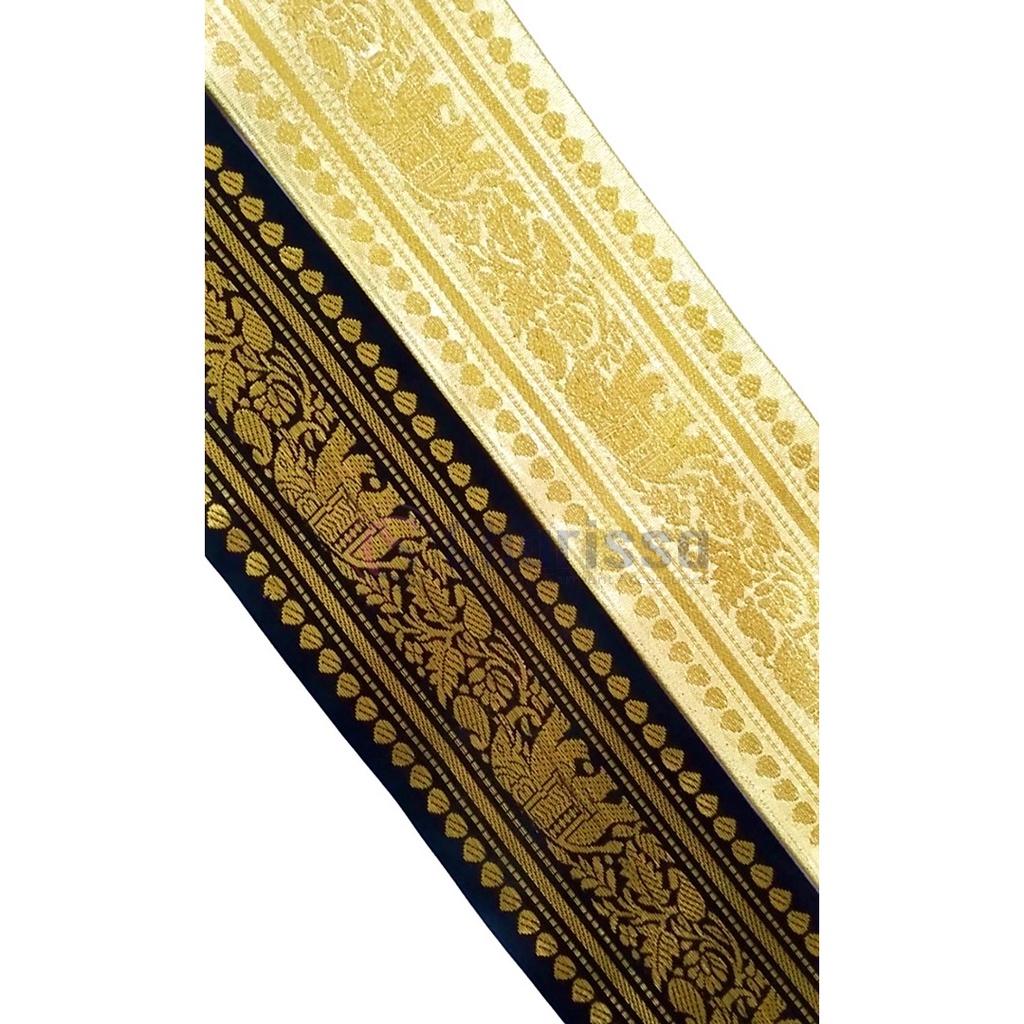 Renda tepi gajah 9 cm / renda saput / renda motif isi +/- 15 meter