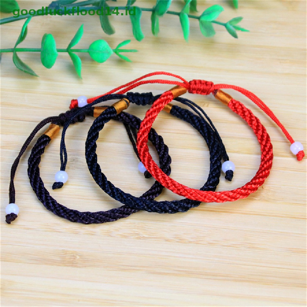 [GOOGFOUR] Wanita Beruntung Buatan Tangan Dikepang Pasangan Braclet Adjustable Beruntung Gelang Tali Merah [TOP]