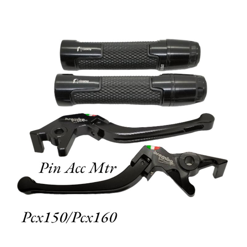 Paket Handle Rem Variasi Almunium Censi Hitam+HandGrip Rizoma Jalu cnc hitam PNP motor NMAX Old/Nmax New/Pcx150/Pcx160/Pnp