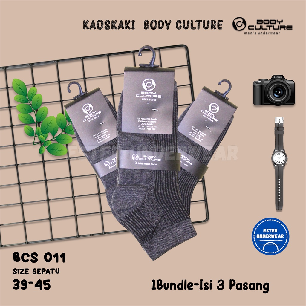 Kaos Kaki Ankle Sock Body Culture  BCS011 Bundle Isi 3 Pasang