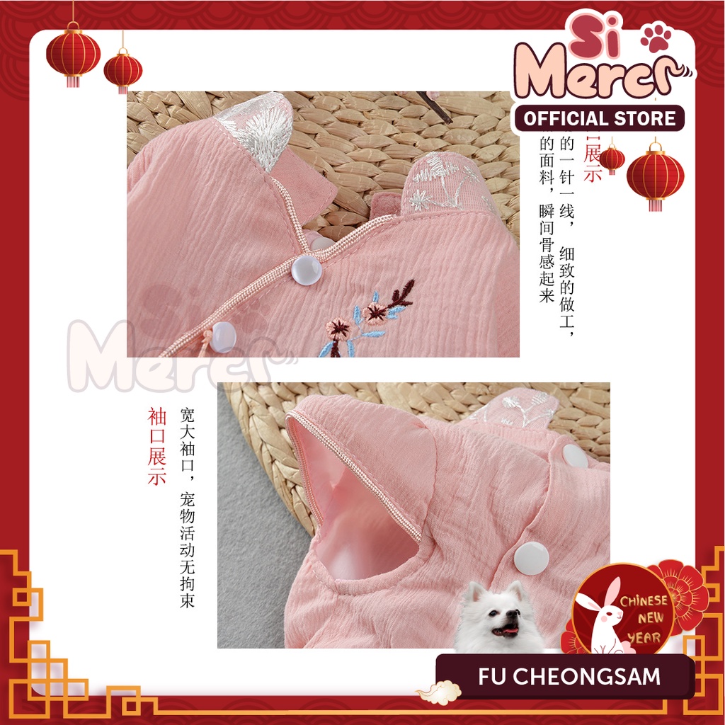 Baju Cheongsam Anjing Kucing Baju Imlek Anjing Kucing Chinese New Year Lucu Small Breeds Anjing Kucing Kecil