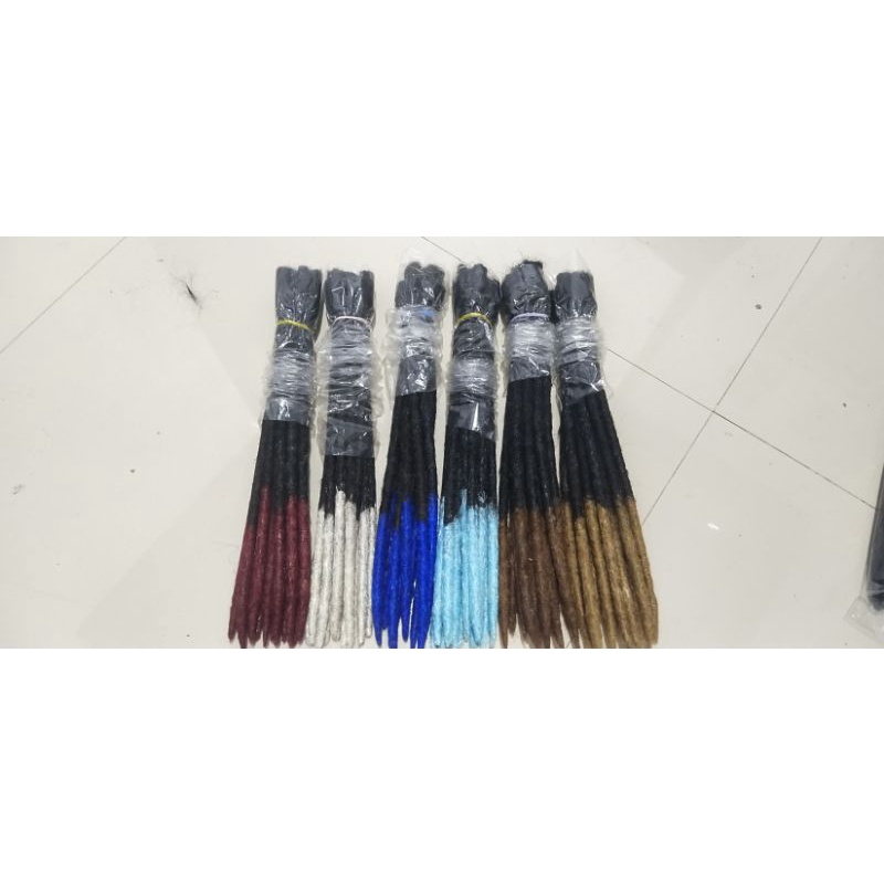 Rambut gimbal sambung sintetis DREADLOOKS rambut gimbal sintetis ombre/2 warna panjang -+35cm