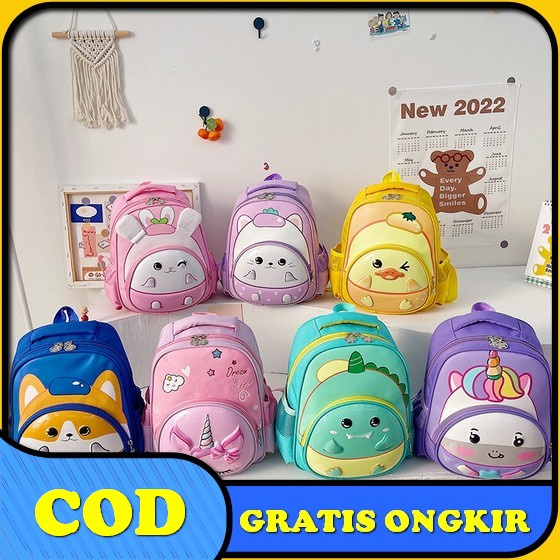 Tas Import Waterproof Asli/Tas Asli Import Anti Air/Tas Sekolah Anak Perempuan Model Pelangi Gradasi