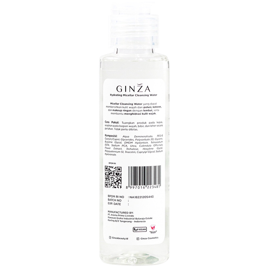 Ginza Micellar Cleansing Water Hydrating 100ml | BIRU