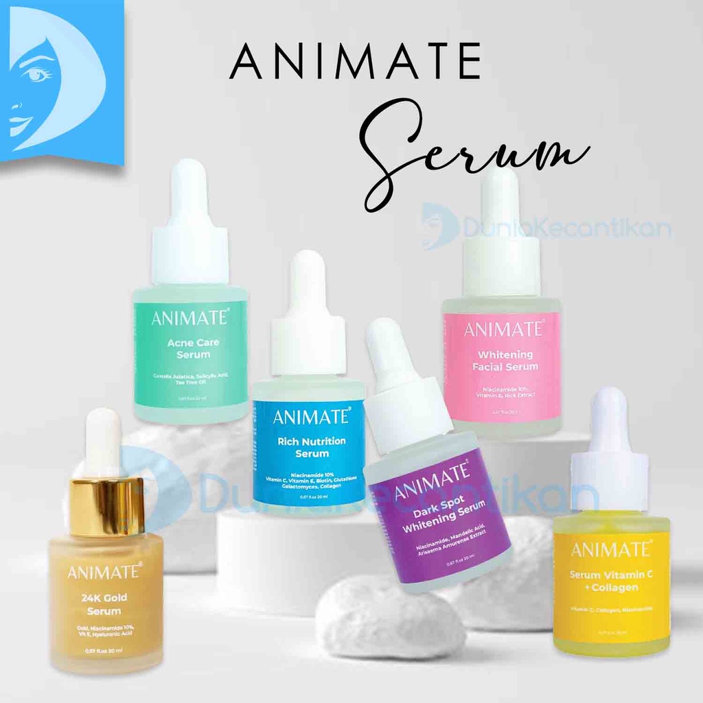 Animate Whitening Face Serum Dark Spot Rich Nutrition 24K Gold Vitamin C + Collagen Serum Wajah BPOM Acne serum Animate